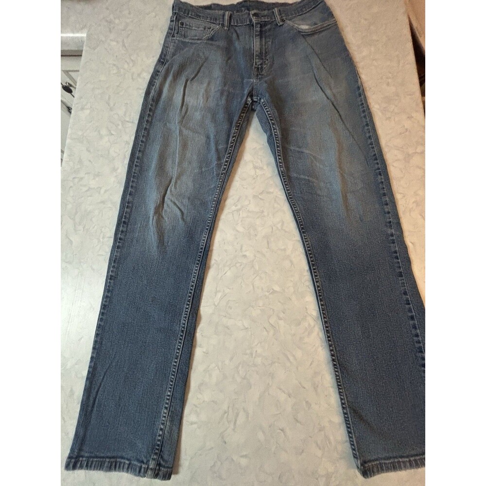Levis 505 Regular Fit Mens Denim Jeans 32x34 Medium Light Wash Straight Leg Blue